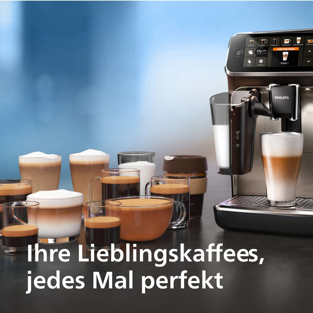 PHILIPS EP5447/90 Serie 5400 LatteGo 12 Kaffeespezialitäten Kaffeevollautomat Schwarz/Chrom