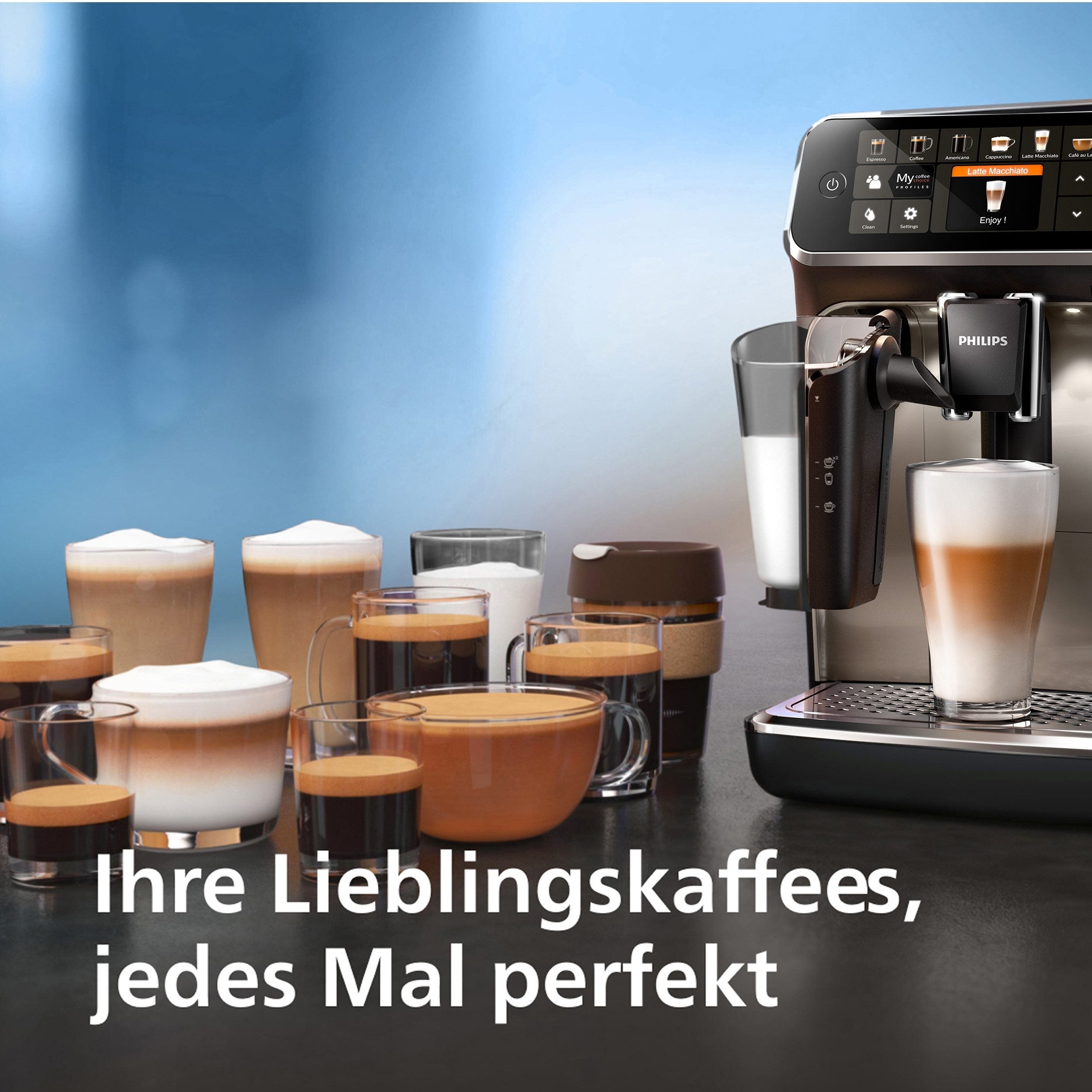 PHILIPS EP5447/90 Serie 5400 LatteGo 12 Kaffeespezialitäten Kaffeevollautomat Schwarz/Chrom