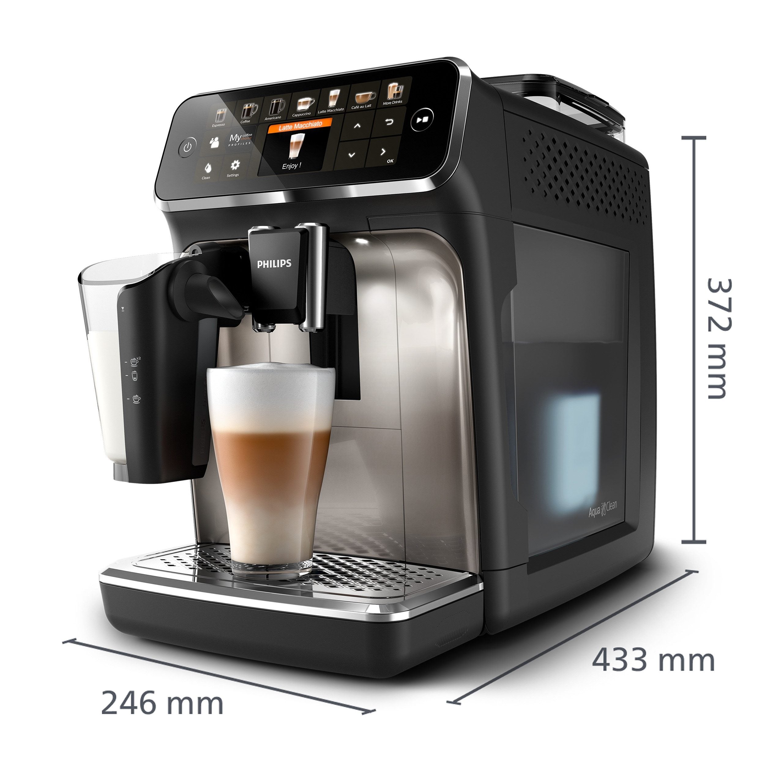 PHILIPS EP5447/90 Serie 5400 LatteGo 12 Kaffeespezialitäten Kaffeevollautomat Schwarz/Chrom
